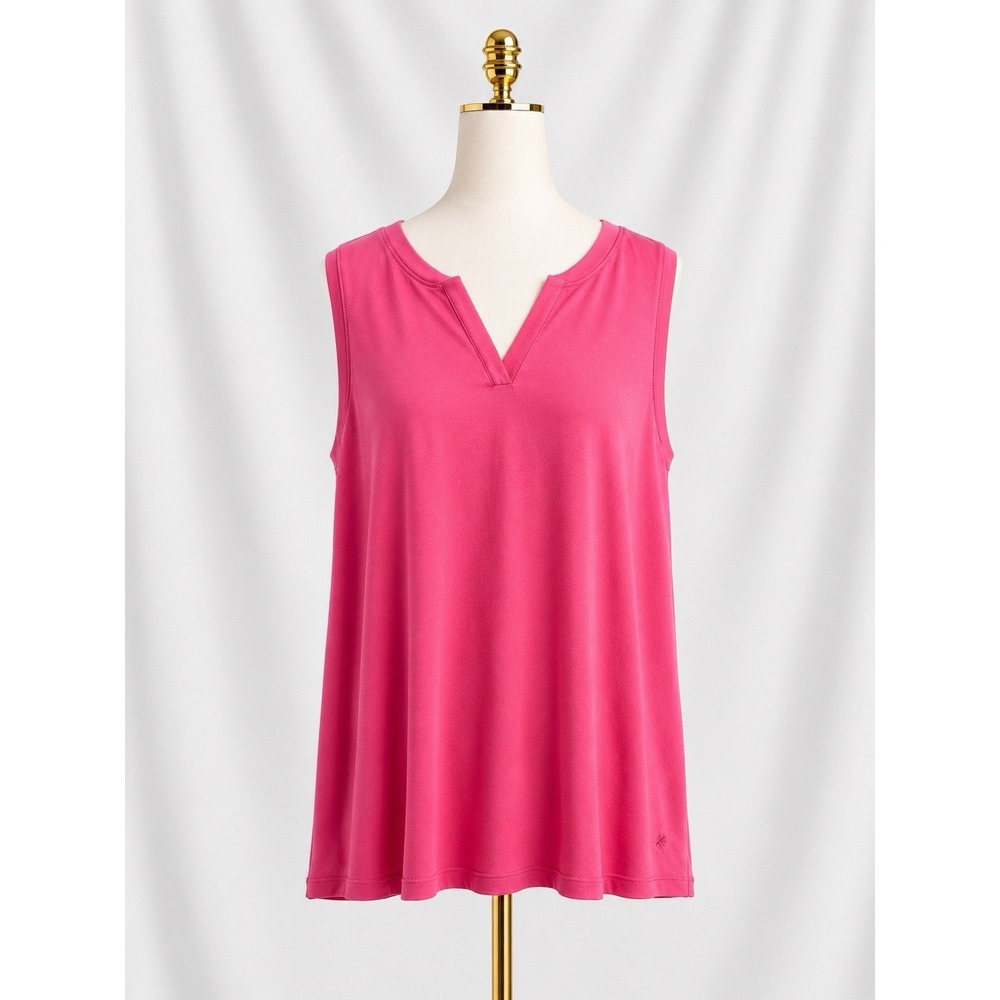 Isaac Mizrahi Live! Essentials Pima Cotton Y Neck Top Luxe Knit Pink Size 3X
